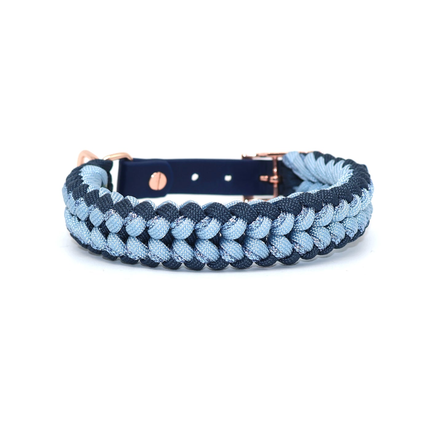 Paracord Halsband geflochten *Navyblau & Eisblau & Hellblau Glitzer*