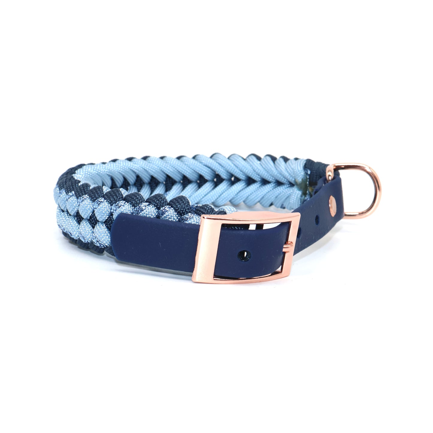 Paracord Halsband geflochten *Navyblau & Eisblau & Hellblau Glitzer*