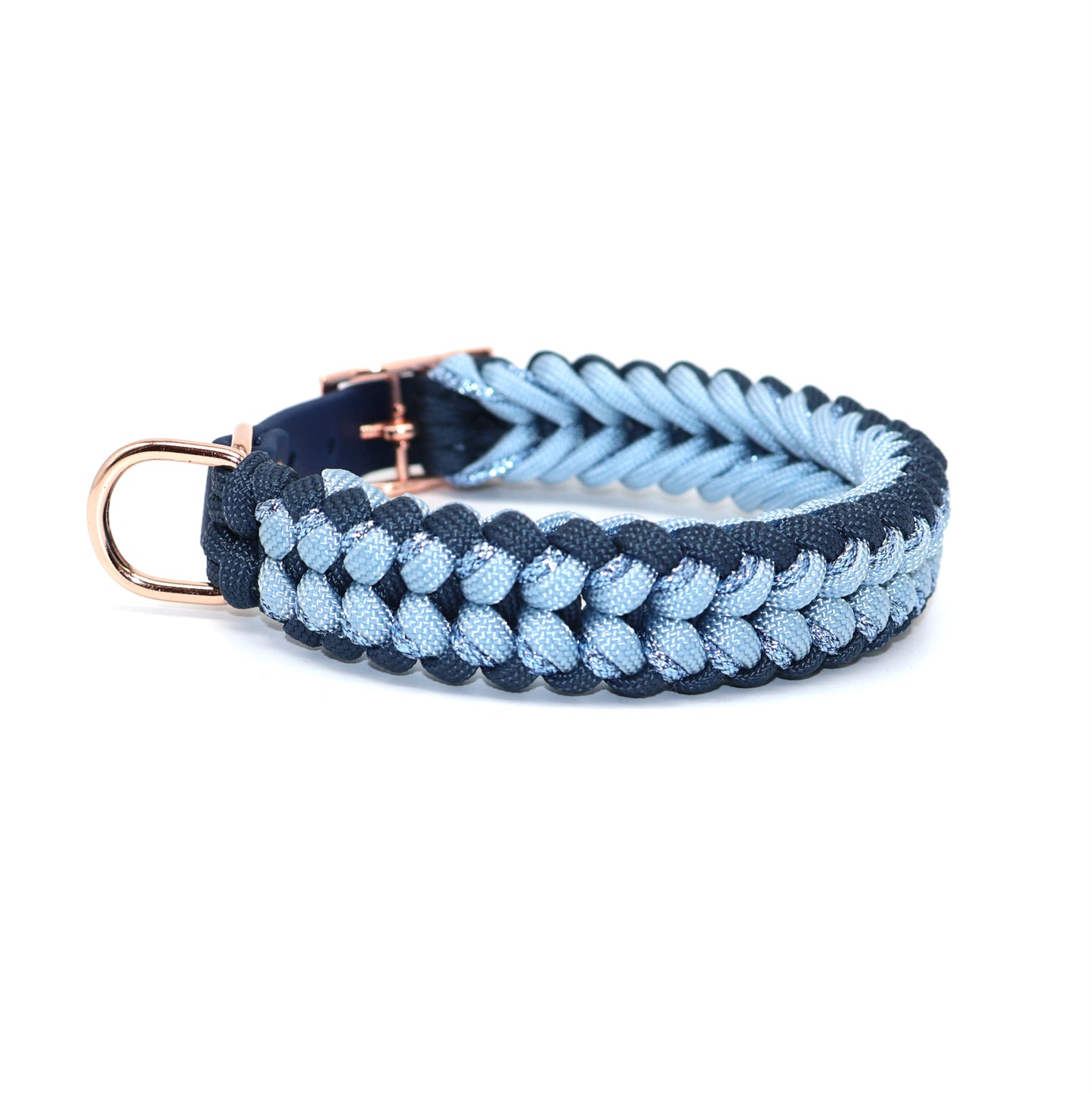 Paracord Halsband geflochten *Navyblau & Eisblau & Hellblau Glitzer*