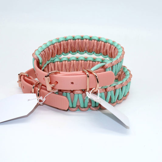 Halsband Biothane & Paracord *Rosé-Mint* 27-36cm