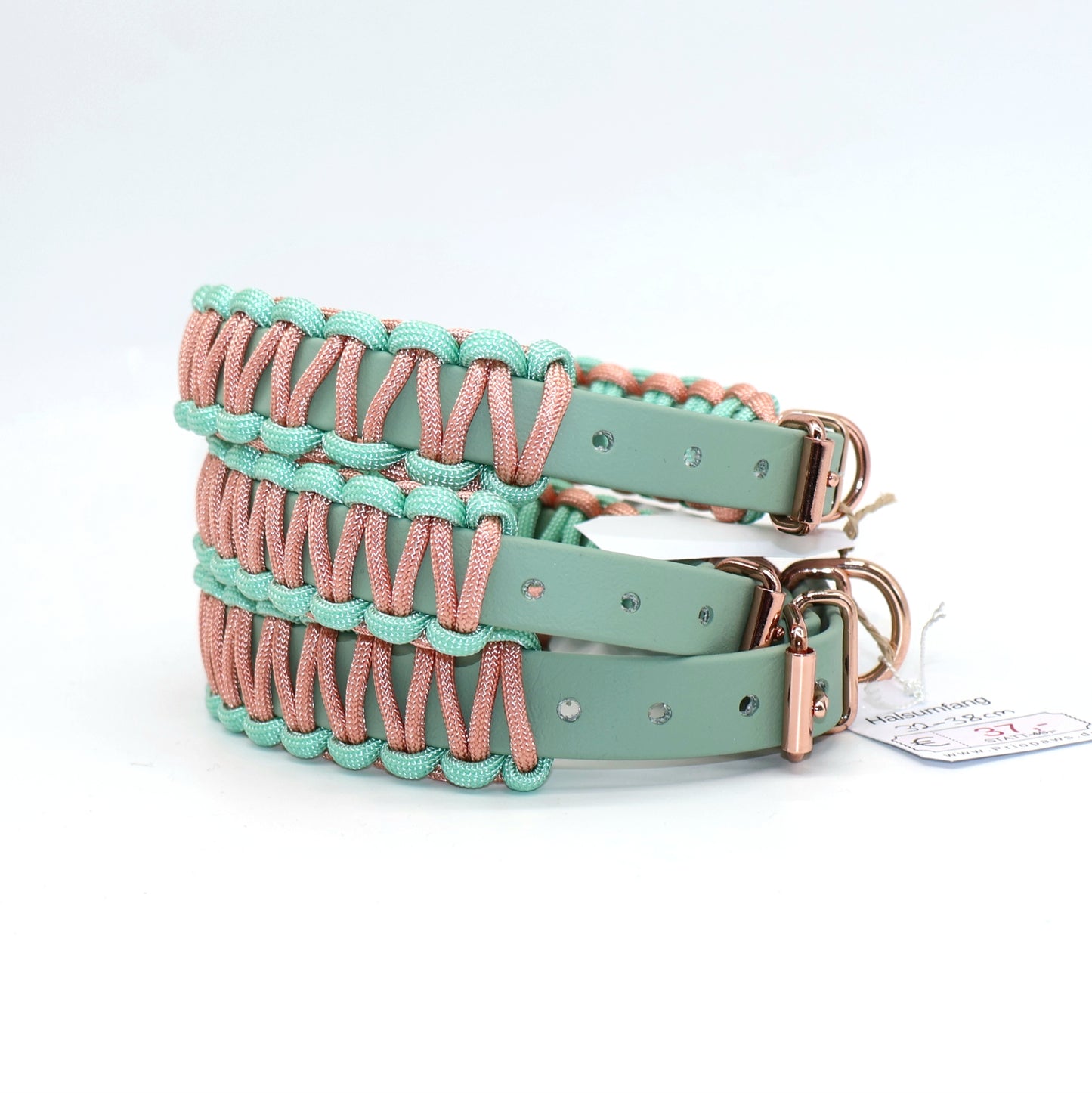 Halsband Biothane & Paracord *Mint Rosé* 27-38cm