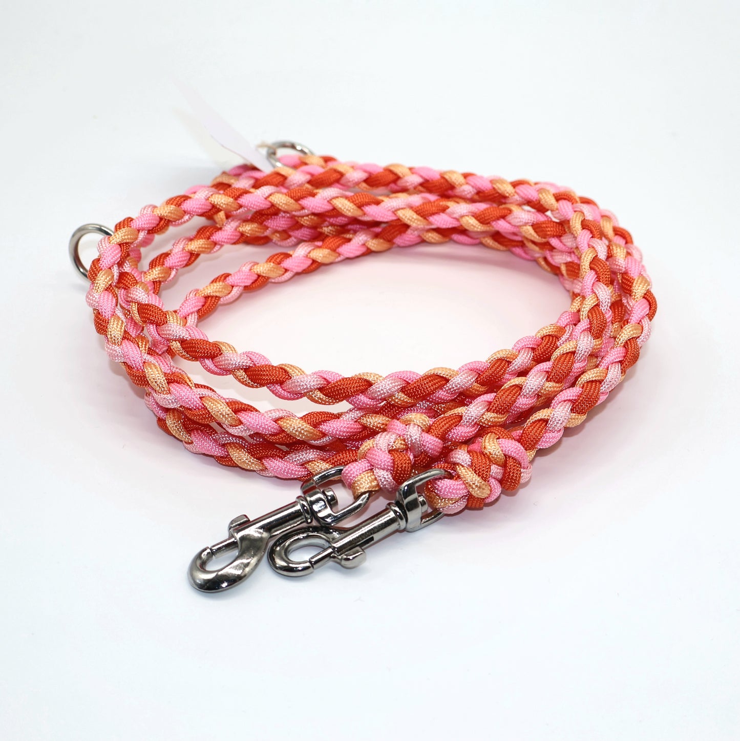2,5m (dünne Stärke) Handgeflochtene Paracord Leine *Rosa & Orange* für kleine Hunde