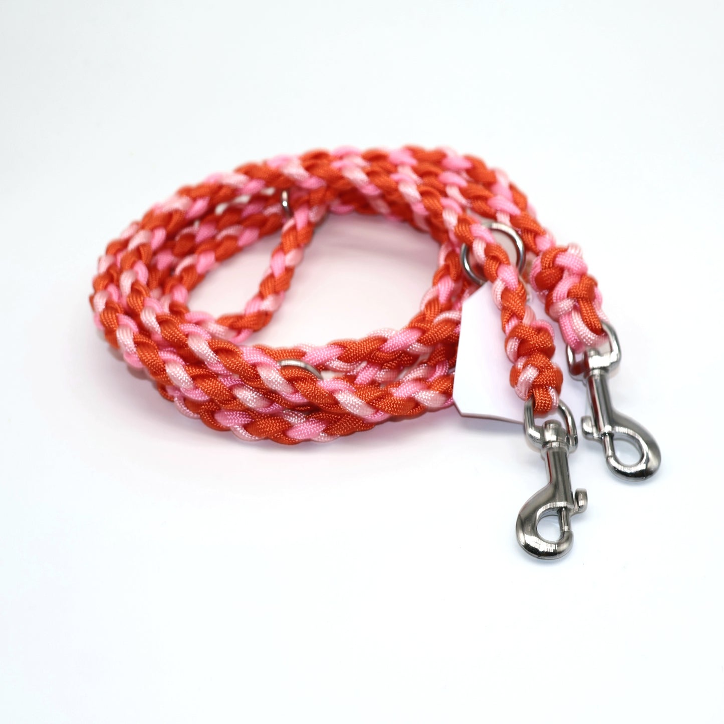 2,2m (dünne Stärke) Handgeflochtene Paracord Leine *Rosa & Orangex2* für kleine Hunde