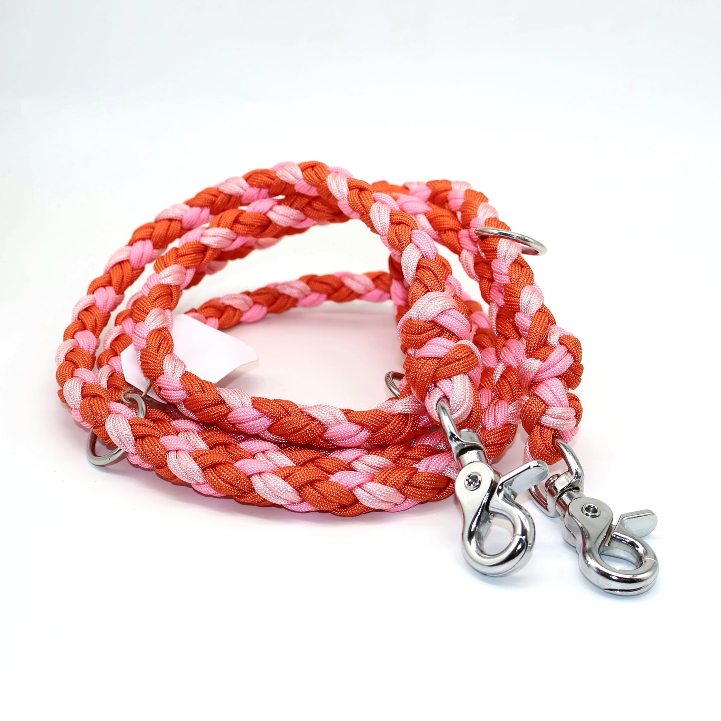 2,2m Handgeflochtene Paracord Leine (dick geflochten) *Rosa & Orangex2*