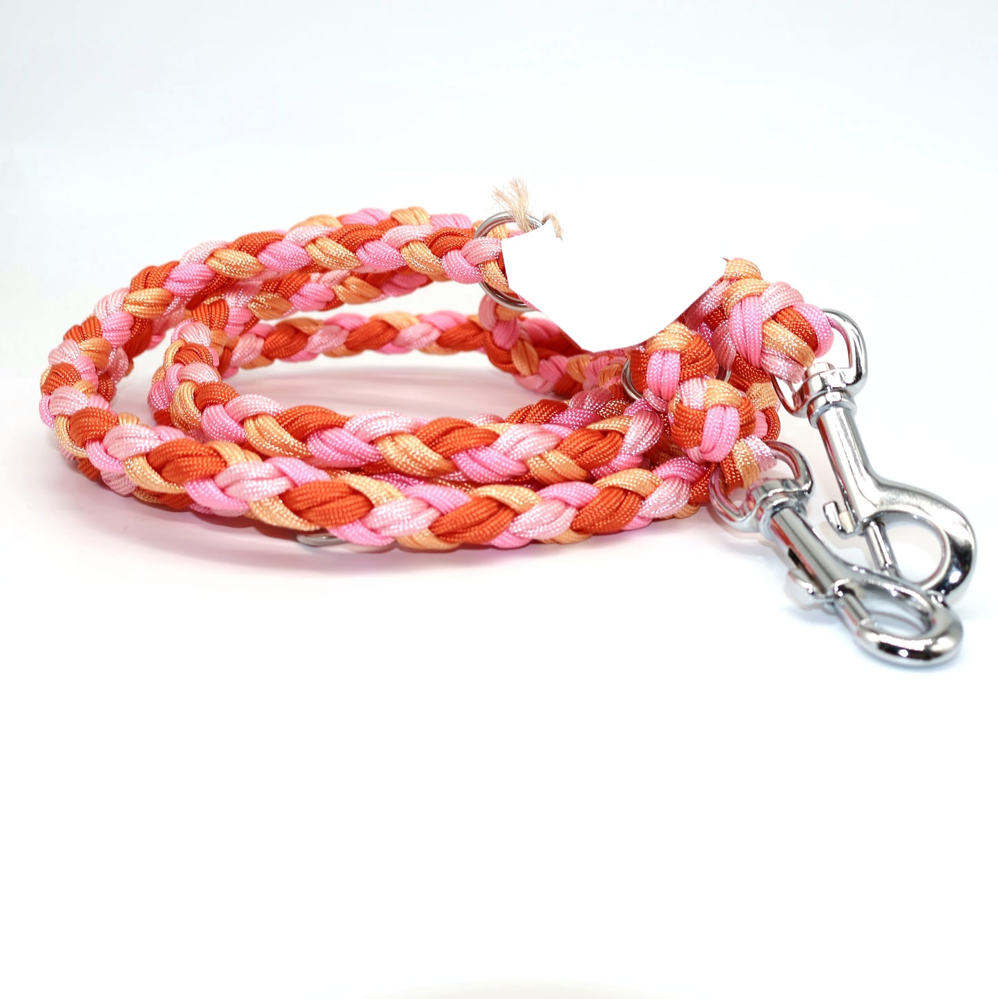 2,5m Handgeflochtene Paracord Leine (dick geflochten) *Rosa & Orange*
