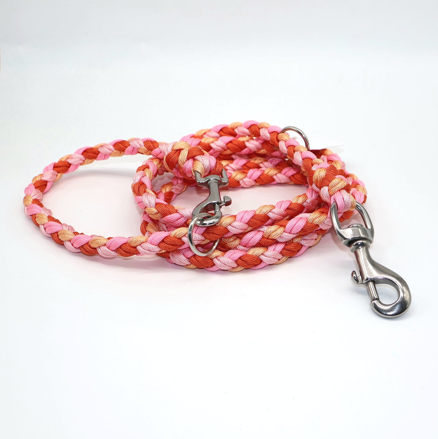 2,2m Handgeflochtene Paracord Leine (dick geflochten) *Rosa & Orange*