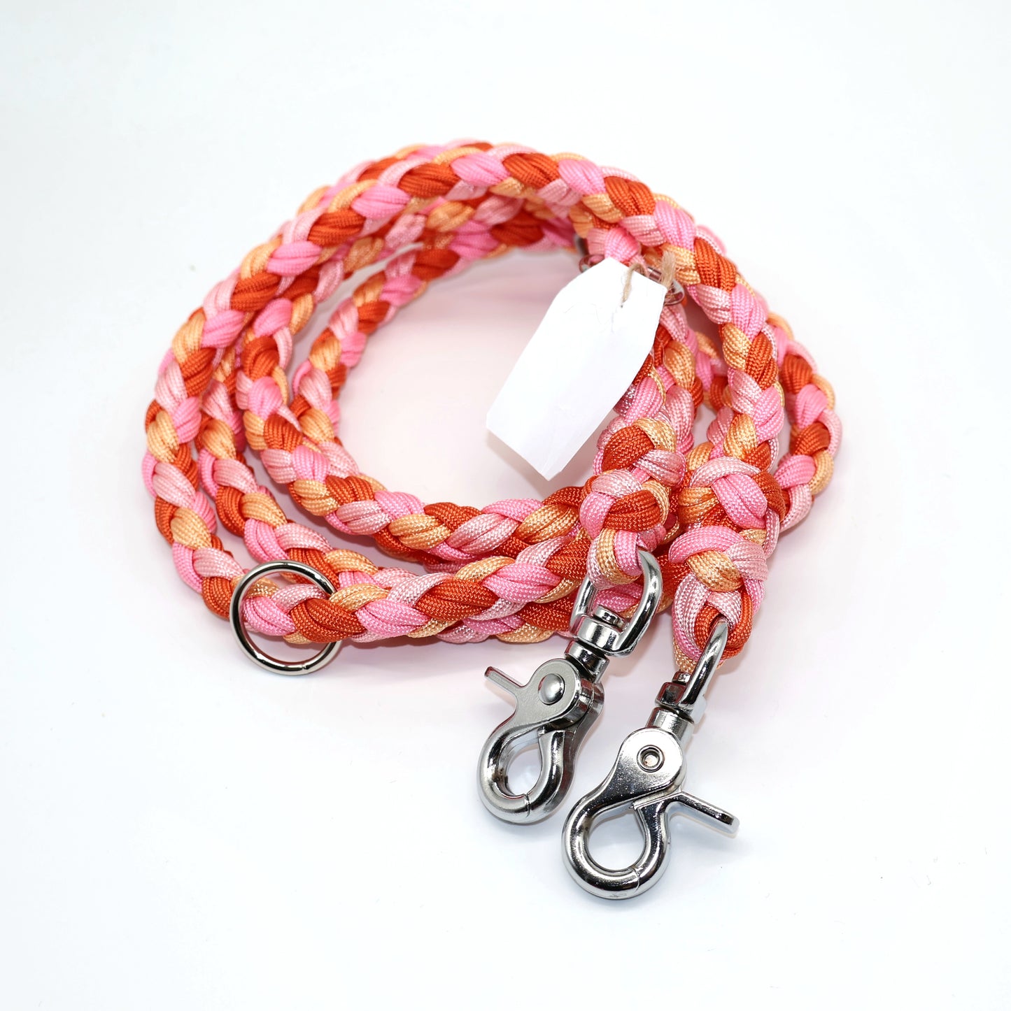 2,2m Handgeflochtene Paracord Leine (dick geflochten) *Rosa & Orange*