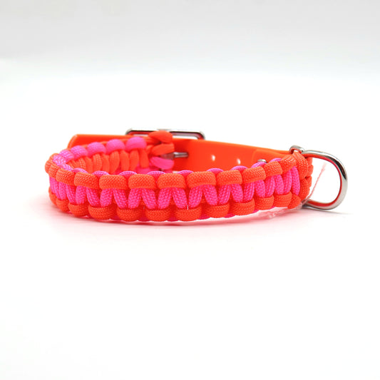 Halsband Biothane & Paracord *Neon Orange & Neon Pink* 23-27,5cm