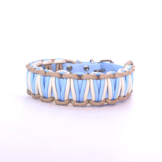 Halsband Biothane & Paracord *Polarblau & Mocca & Creme*