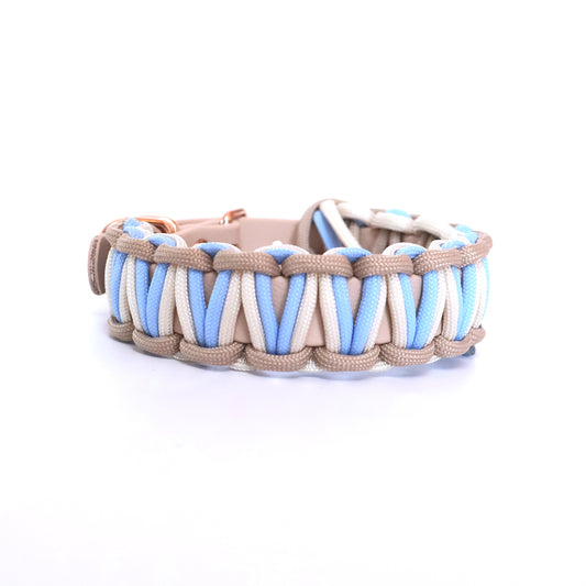 Halsband Biothane & Paracord *Mocca & Creme & Polarblau*
