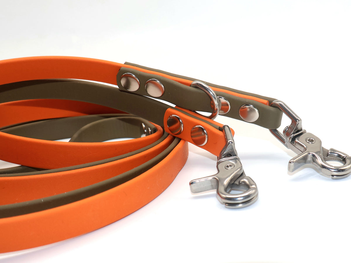16mm Biothane Leine *Oliv & Orange*