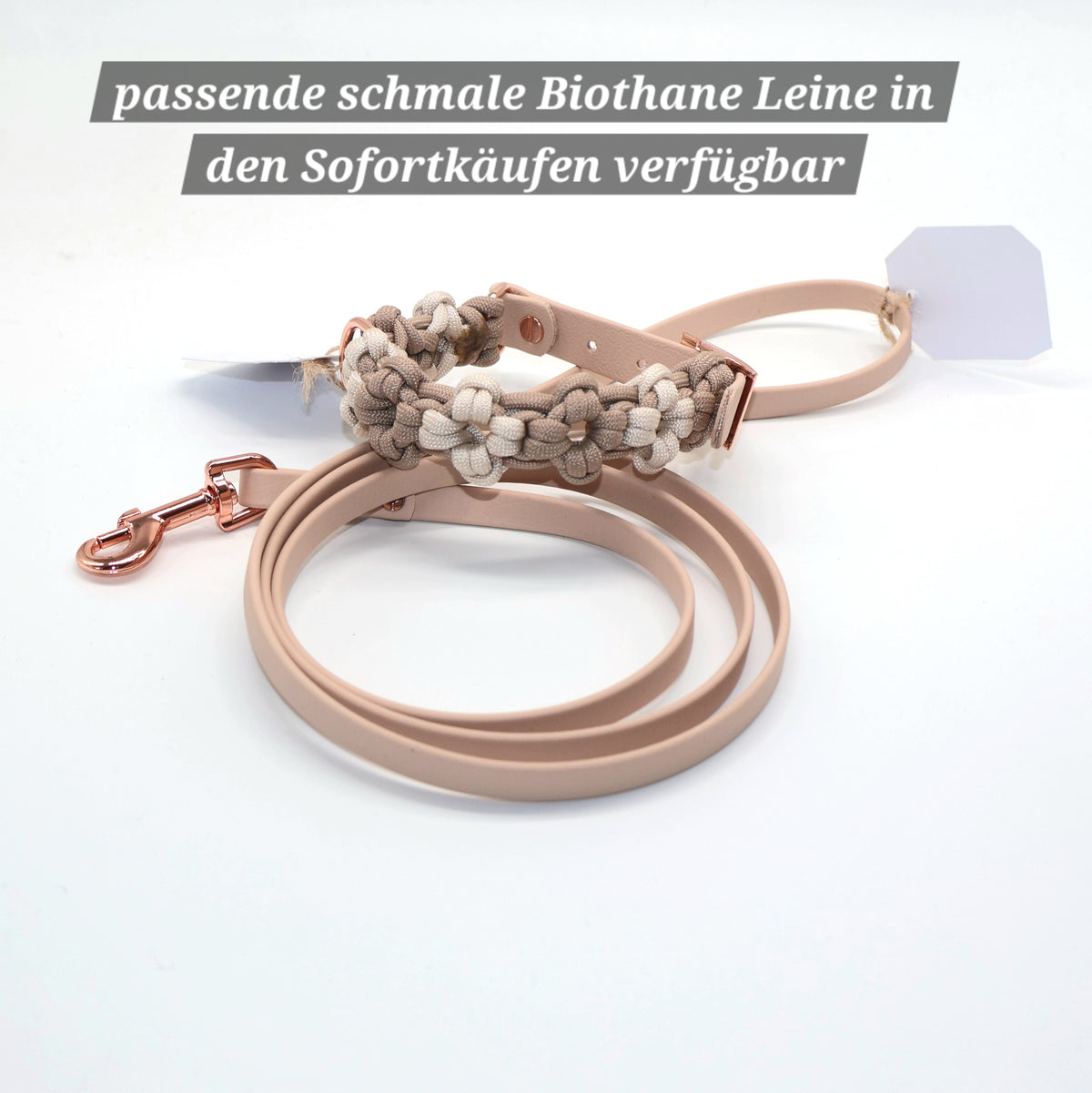 22-31cm Mini Blumen Halsband *Beige (Rosé)*
