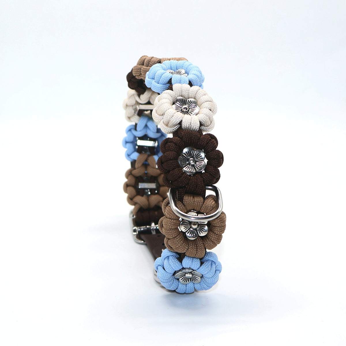 Blumen Halsband *Polarblau & Nuss & Creme & Cappuccino*