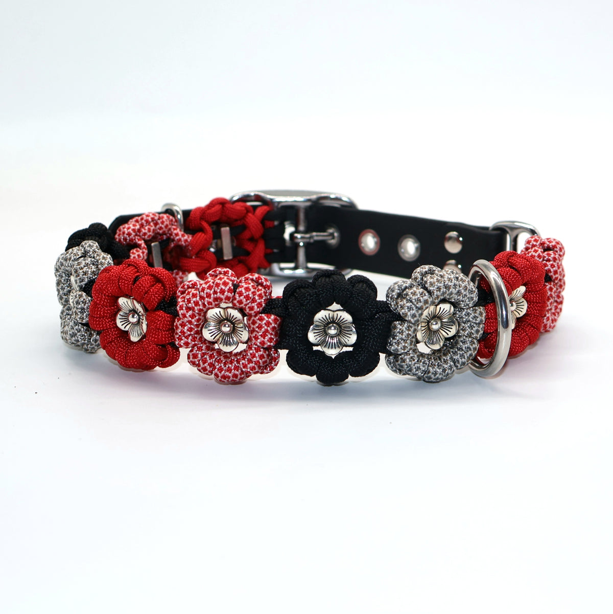 Blumen Halsband *Rot & Schwarz*