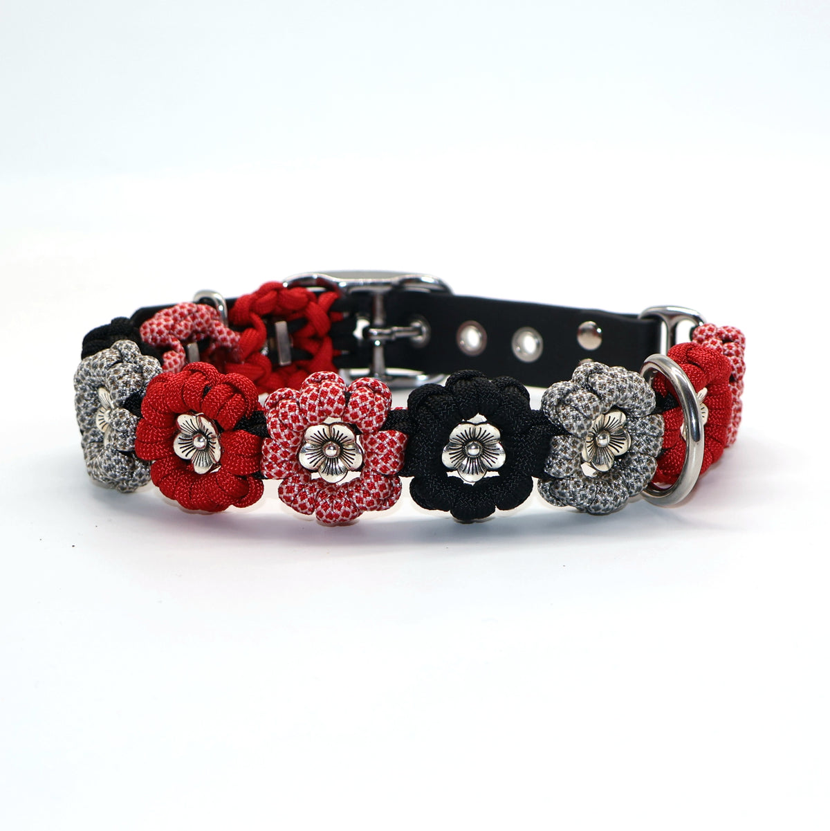 Blumen Halsband *Rot & Schwarz* 36-43,5cm