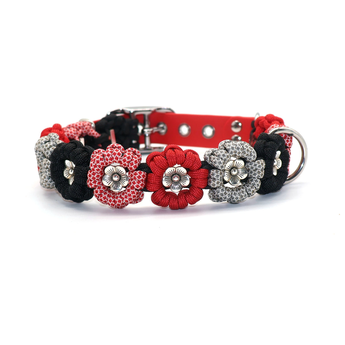 Blumen Halsband *Rot & Schwarz* 39-46cm