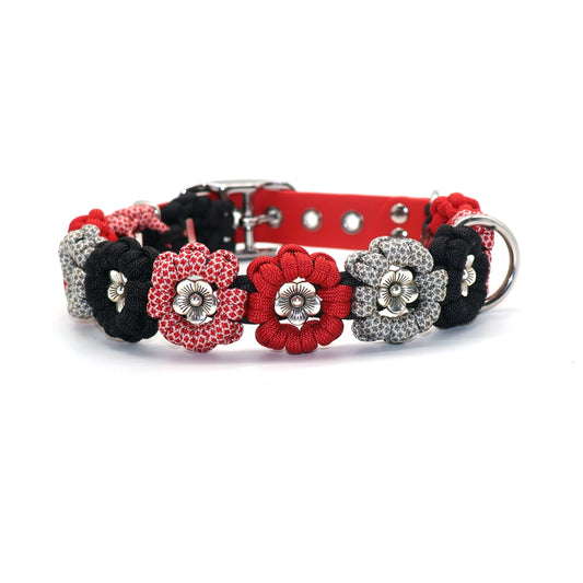 Blumen Halsband *Rot & Schwarz* 39-46cm