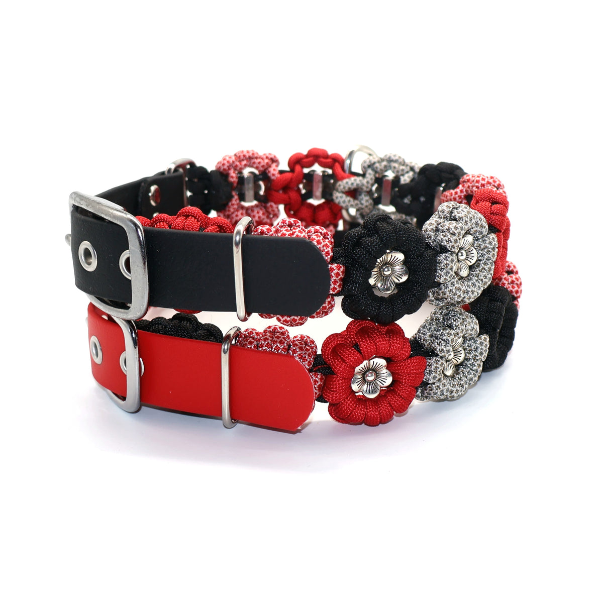 Blumen Halsband *Rot & Schwarz*