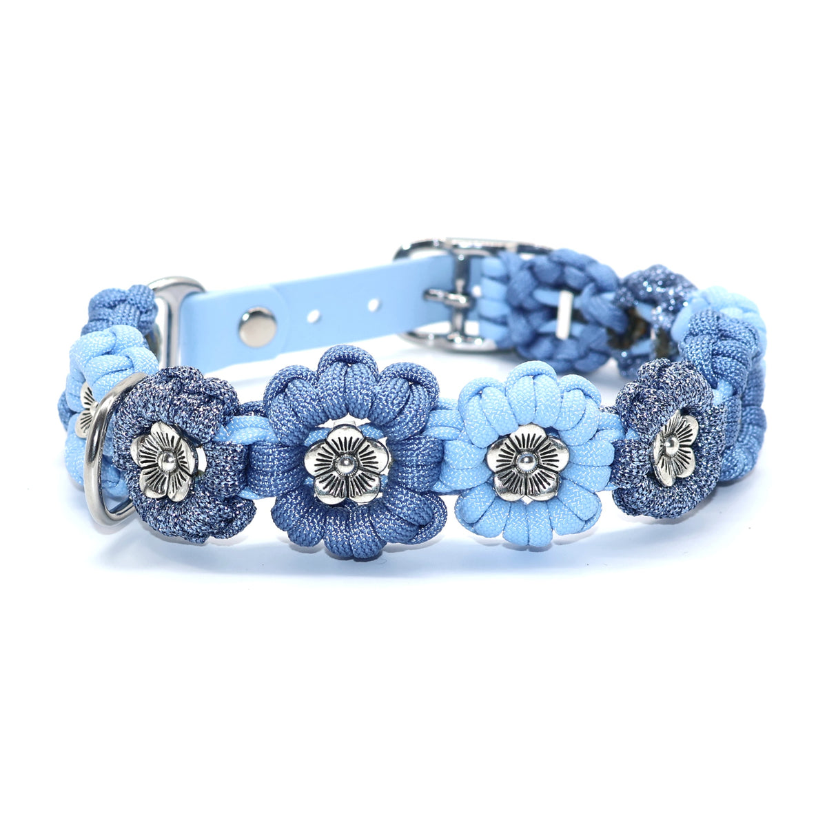 Blumen Halsband *Polarblau Glitzer*