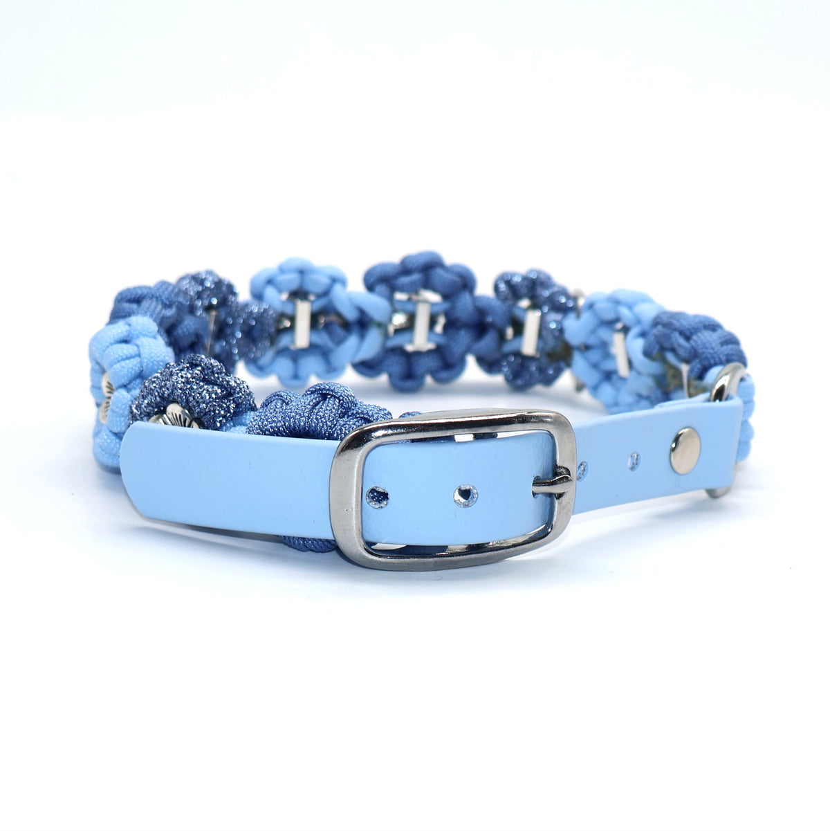 Blumen Halsband *Polarblau Glitzer*