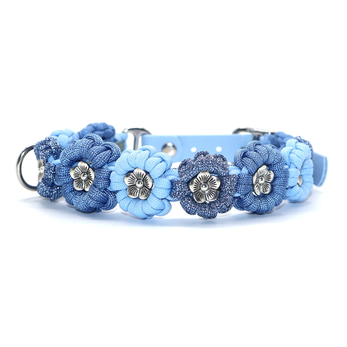 Blumen Halsband *Polarblau Glitzer*