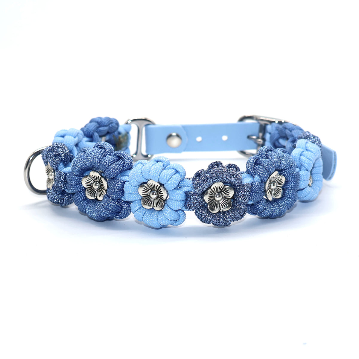 Blumen Halsband *Polarblau Glitzer*