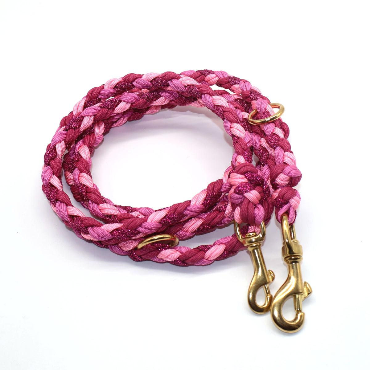 Handgeflochene Paracordleine *Pink Mix Glitzer*
