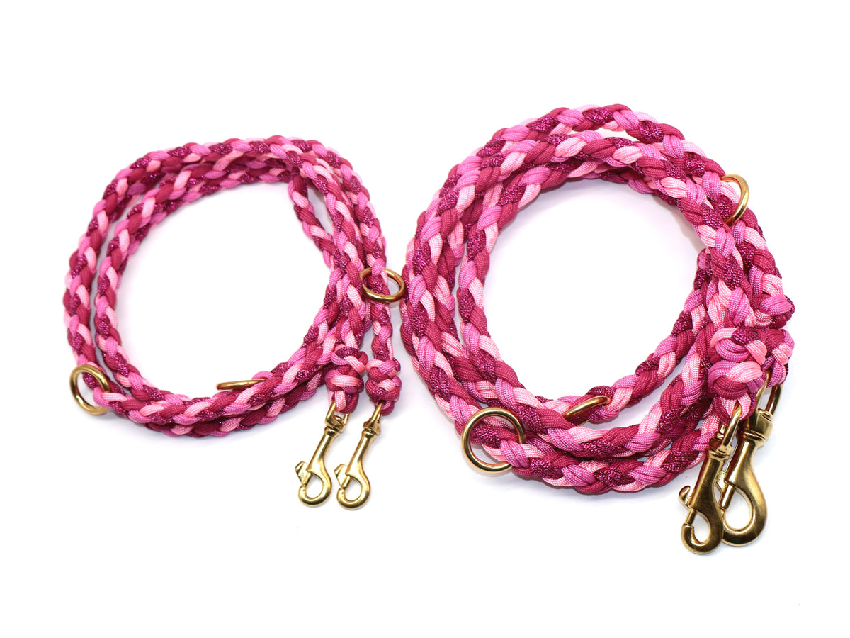 Handgeflochene Paracordleine *Pink Mix Glitzer*