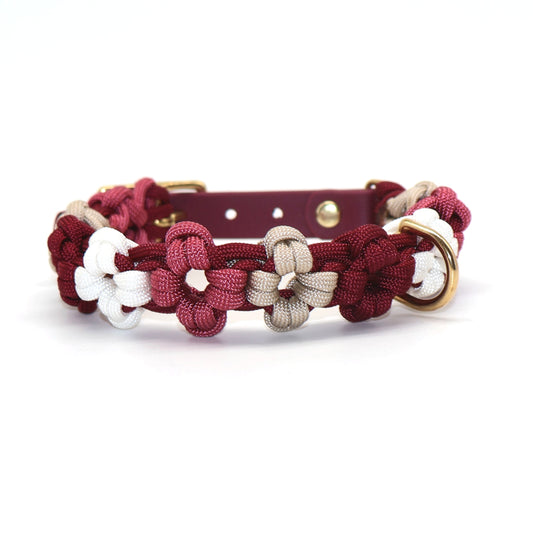 Mini Blumen Halsband *Burgundy & Ruby & Caffe Latte & Weiß*