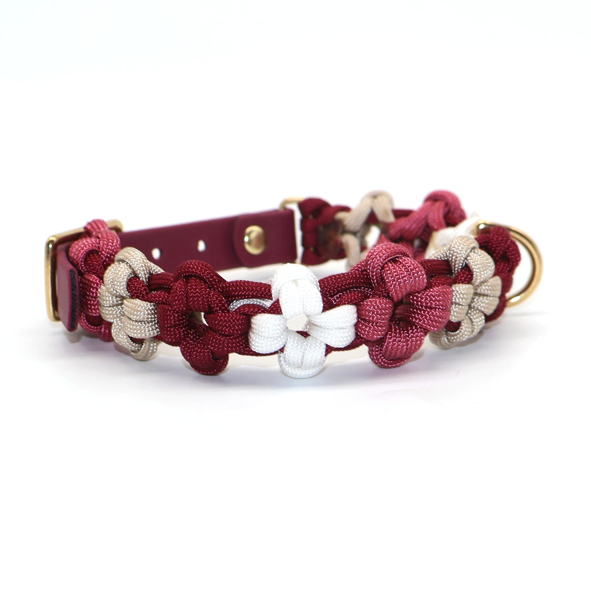 Mini Blumen Halsband *Burgundy & Ruby & Caffe Latte & Weiß*