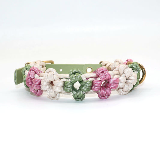 Mini Blumen Halsband *Guacamole & Creme & Lavender Rosa*