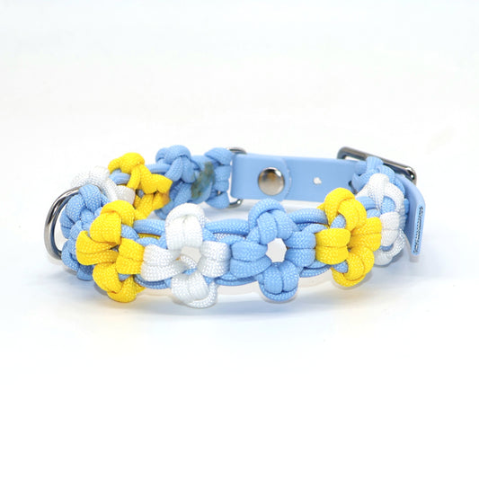 Mini Blumen Halsband *Polarblau & Gelb & Weiß*