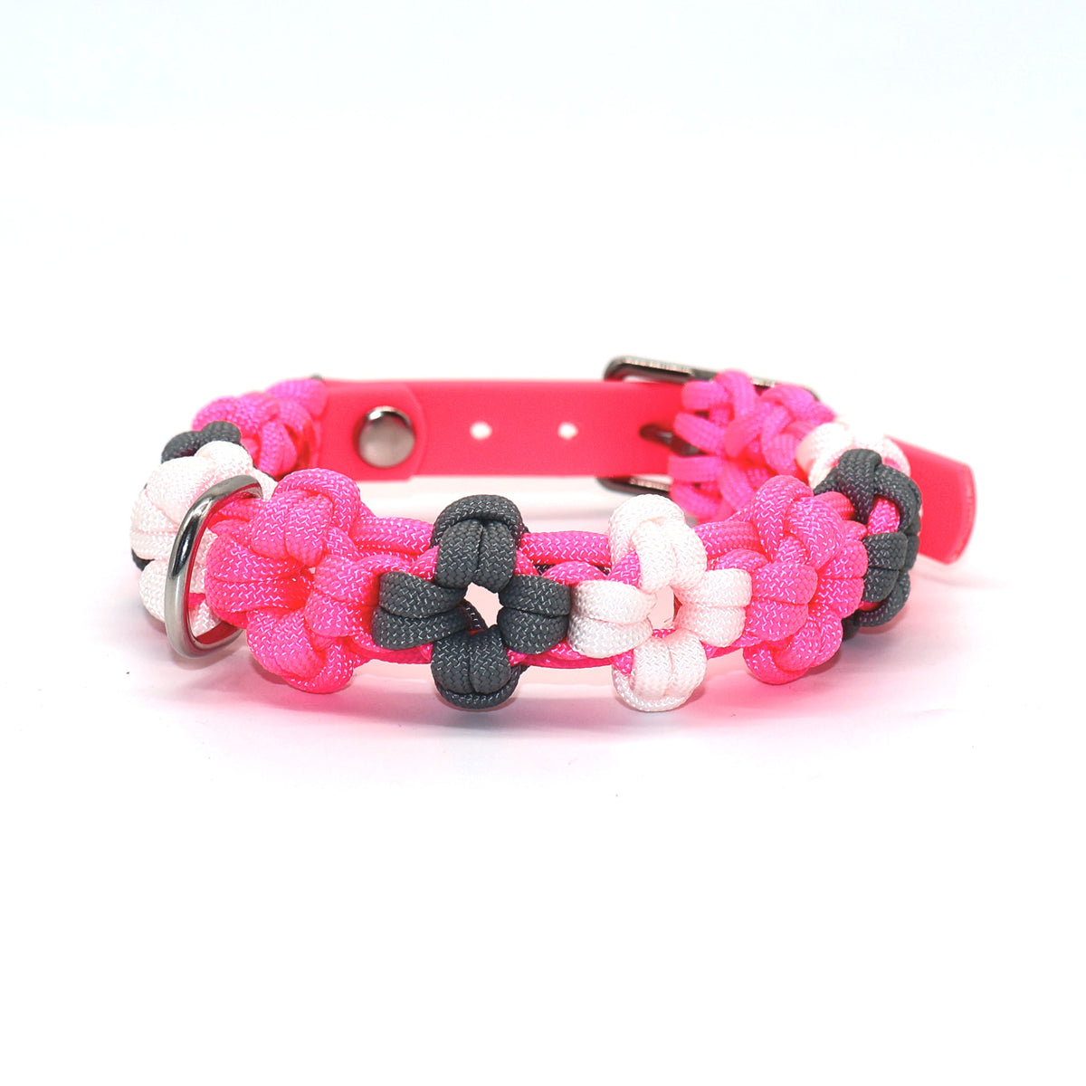 Mini Blumen Halsband *Neon Pink & Grau & Weiß*