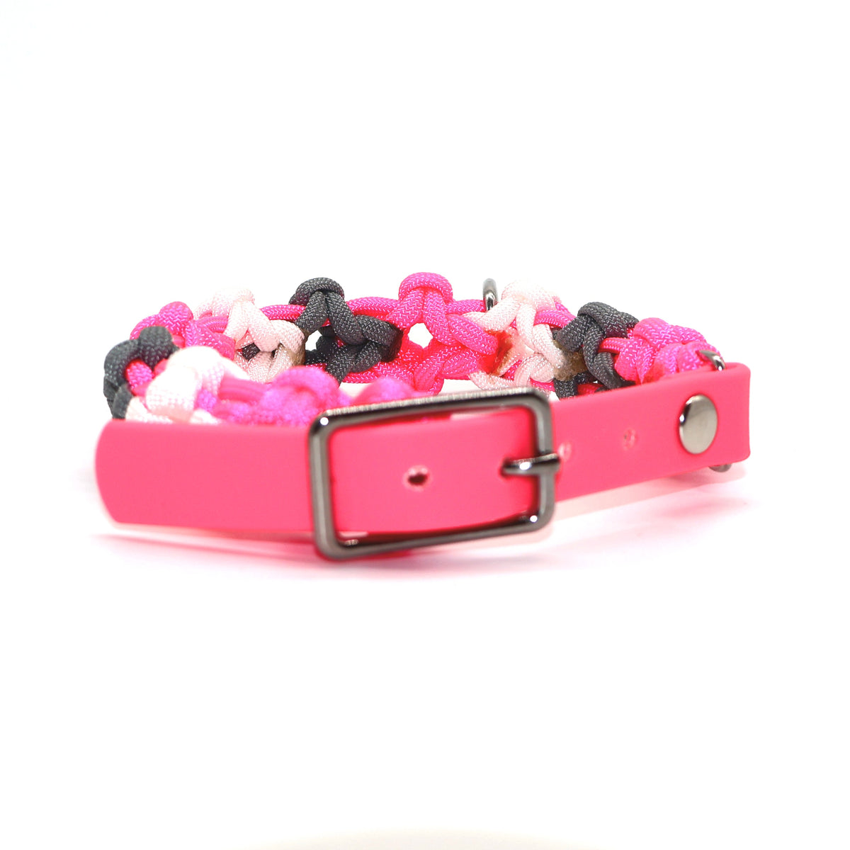 Mini Blumen Halsband *Neon Pink & Grau & Weiß*
