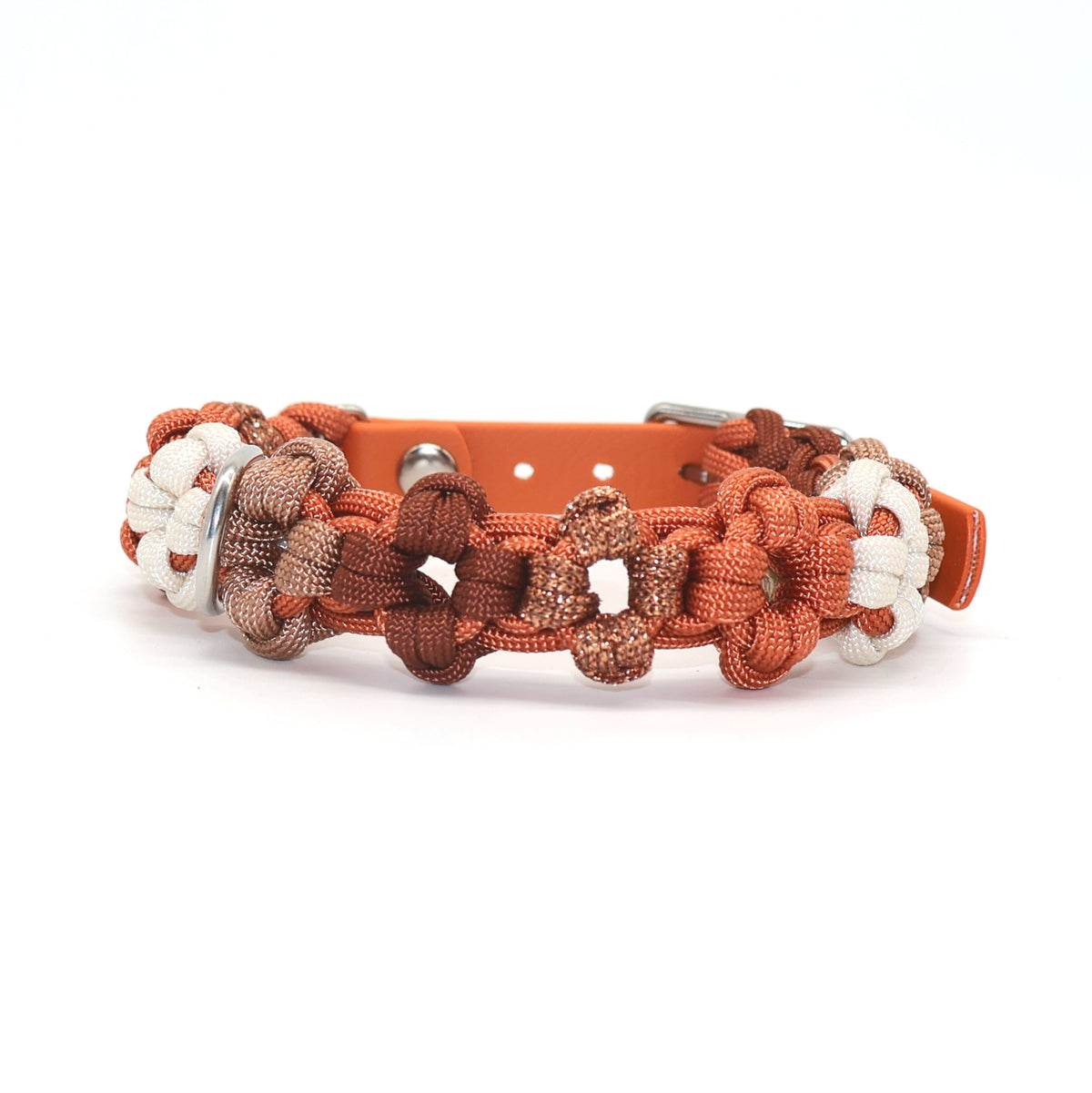 Mini Blumen Halsband *Squirrel & Creme & Bronze & Glitzer Kupfer & Rost*