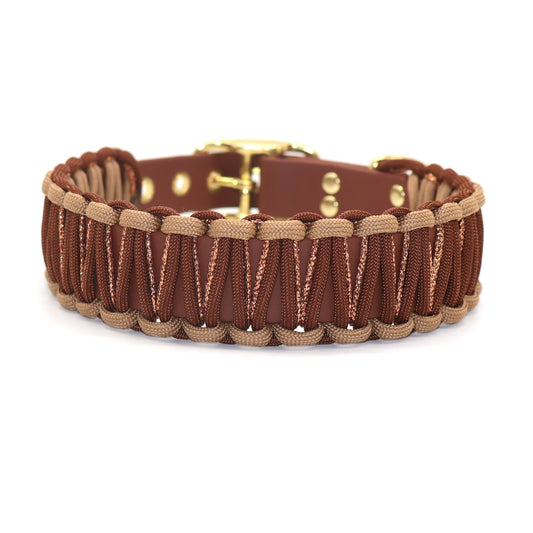 Halsband Biothane & Paracord *Schokolade & Cappuccino & Kupfer Glitzer*