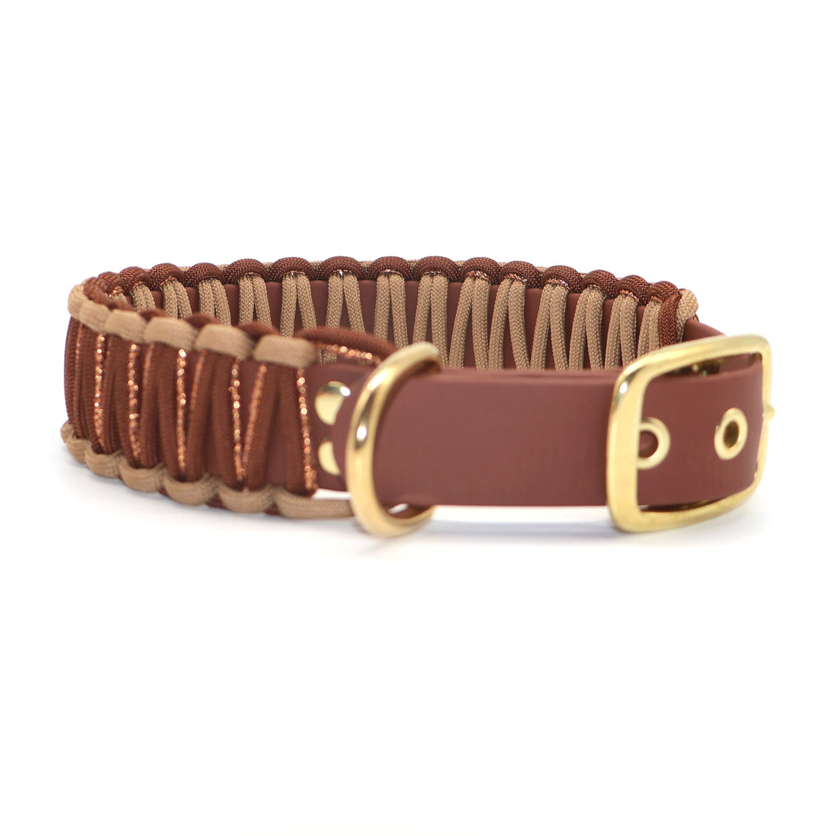 Halsband Biothane & Paracord *Schokolade & Cappuccino & Kupfer Glitzer*
