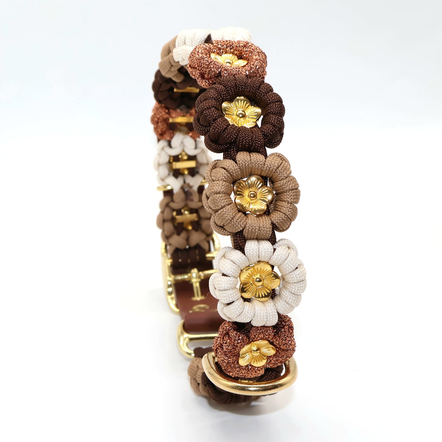 Blumen Halsband *Nuss Braun & Creme & Glitzer*