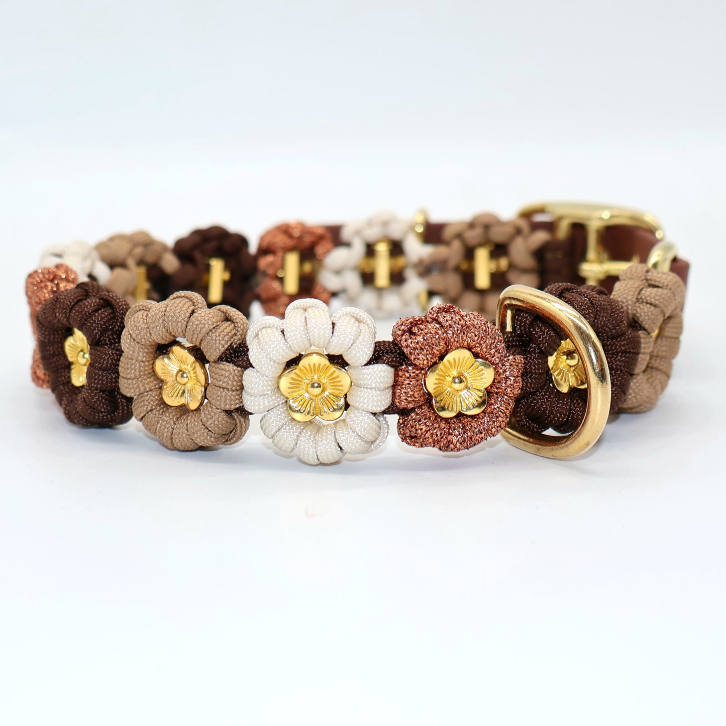 Flower Necklace *Brown &amp; Cream &amp; Glitter*