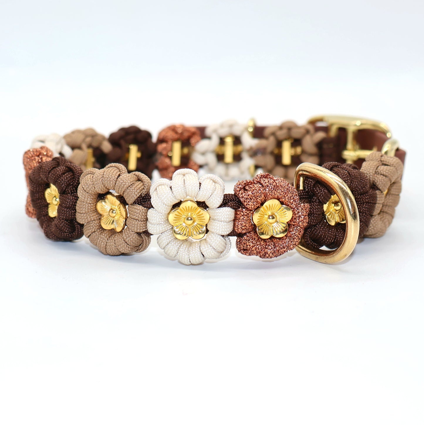Blumen Halsband *Nuss Braun & Creme & Glitzer*