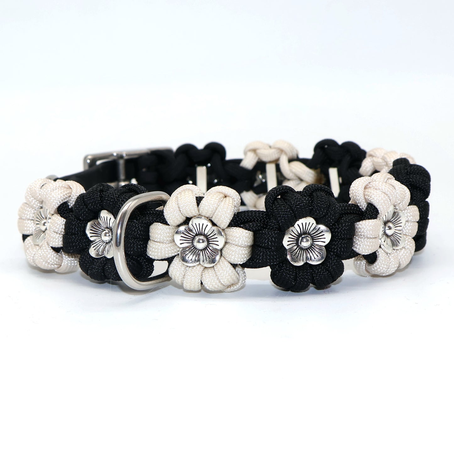 Blumen Halsband *Schwarz-Creme*