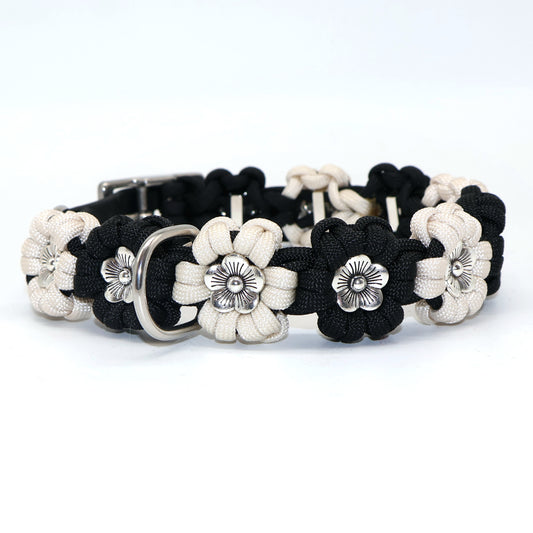 Blumen Halsband *Schwarz-Creme*