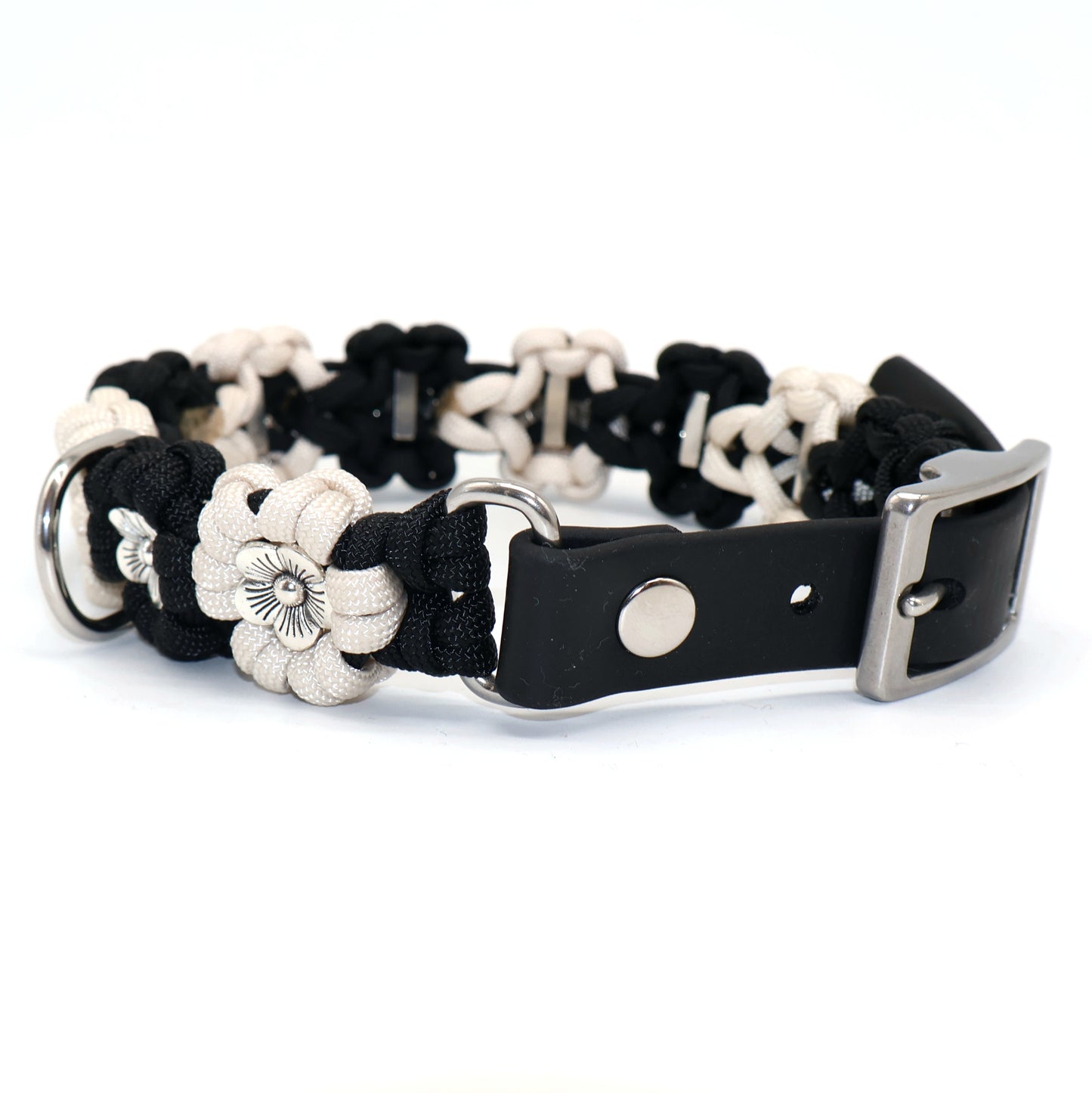 Blumen Halsband *Schwarz-Creme*