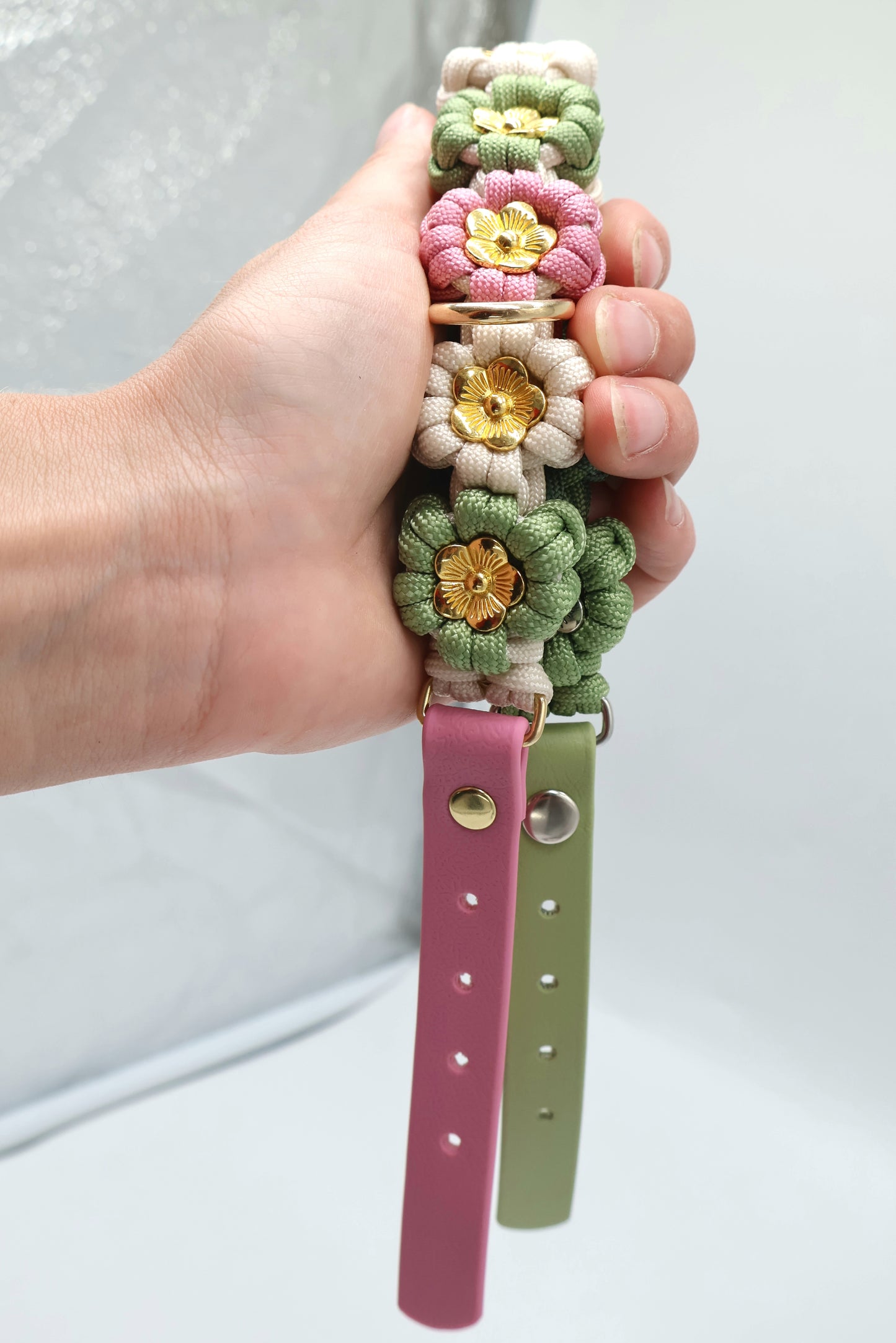 Blumen Halsband *Guacamole & Lavender Rosa & Creme*