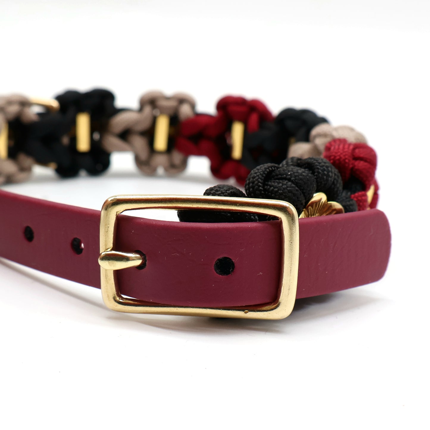 Blumen Halsband *Schwarz-Burgunder-Tan*