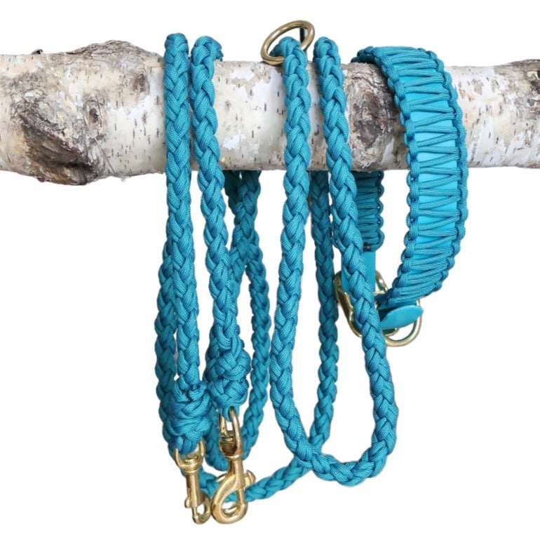 Handgeflochtene Paracord Leine *Petrol*