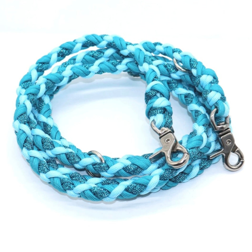 Handgeflochtene Paracordleine *Cyan Glitzer*