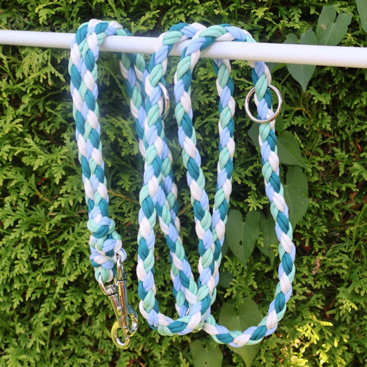 Handgeflochtene Paracord Leine *Petrol-Polar-Mint-Weiß*