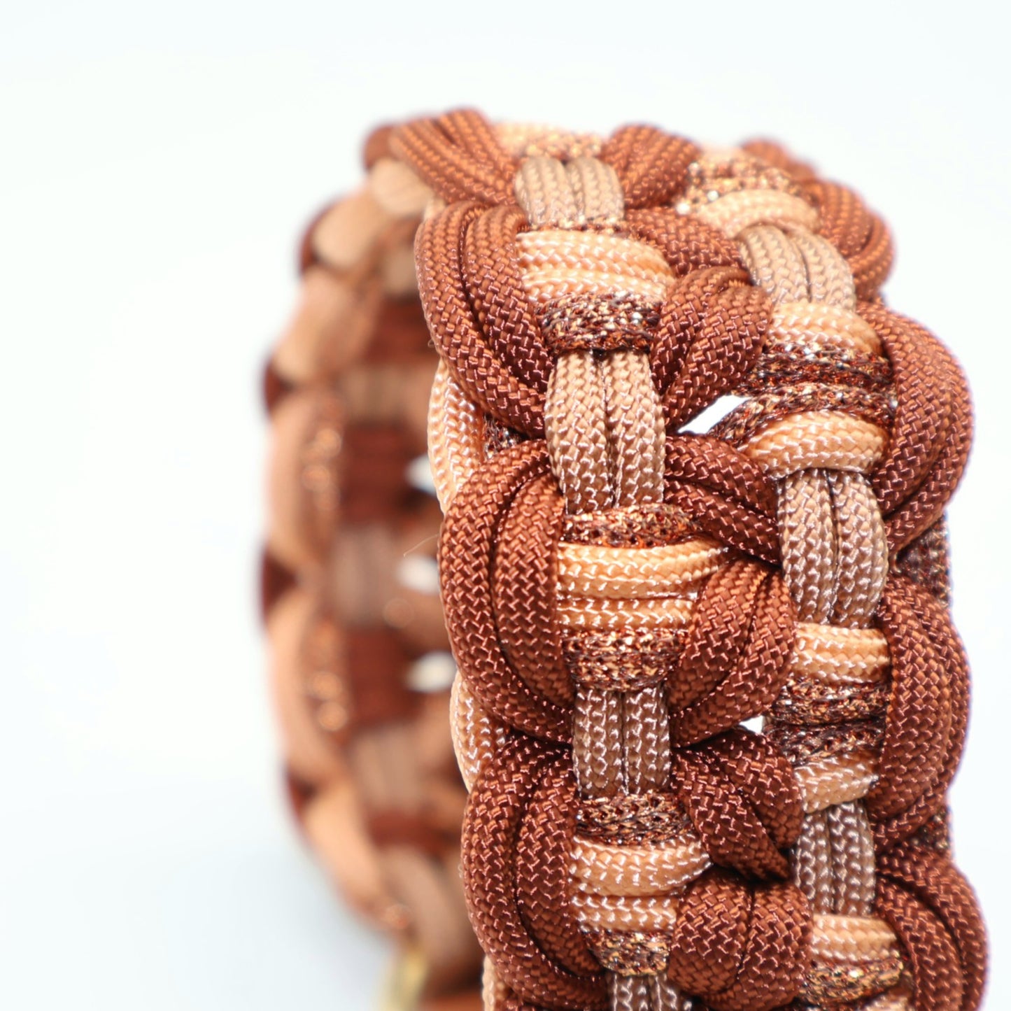 Paracord Collar Wide Braided *Rust &amp; Bronze &amp; Copper Glitter*