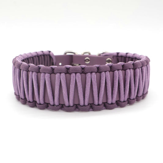 36-40cm & 3,2cm breites Halsband Biothane & Paracord *Dunkles Flieder*